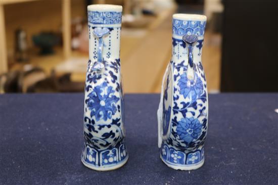 Two similar 19th century Chinese blue and white flasks tallest 16cm